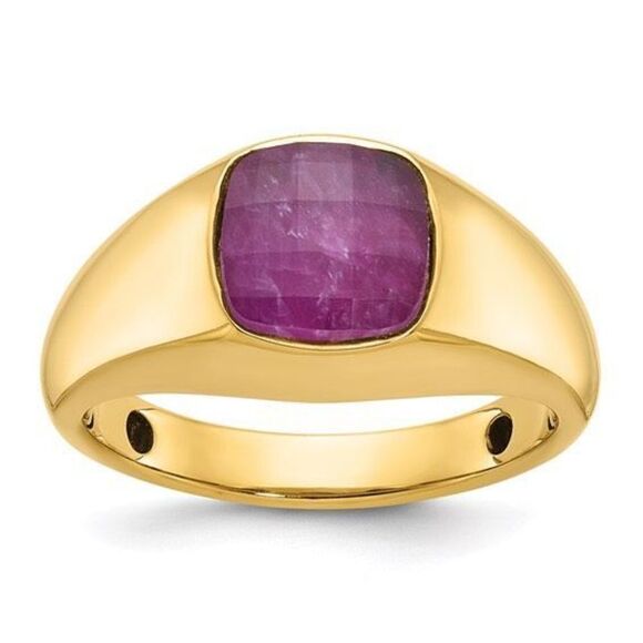 Men’s Ruby Doublet Stone 10k Gold RIng - Picture 1 of 3